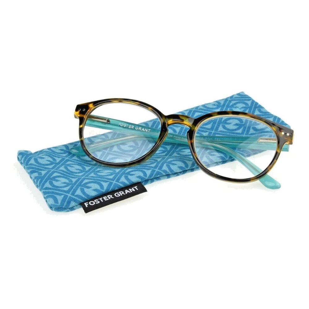 Foster Grant Bryn Tortoise Shell Reader Glasses (+1.50) with Blue Case